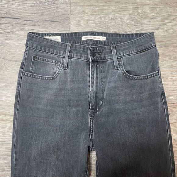 Levis 721 Jeans Size 28 High Rise Skinny Stretch Grey Denim Dark - Picture 2 of 11